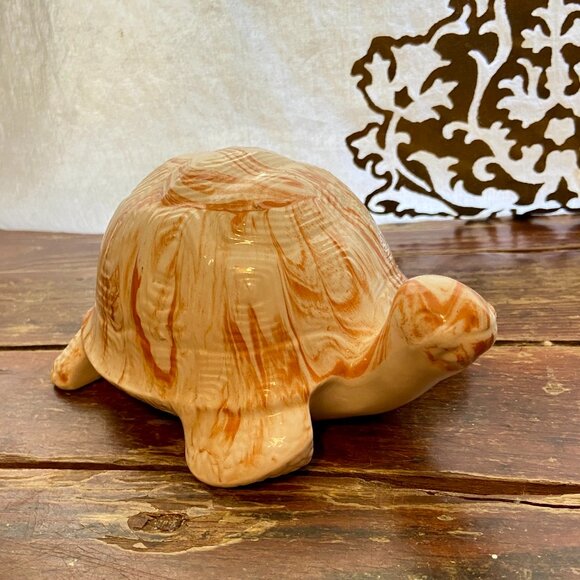 Vintage Alabama Clay Art Pottery Orange Swirl Turtle Tortoise USA Signed Max EUC - Picture 2 of 7